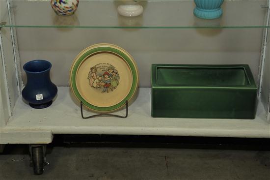 Appraisal: THREE PIECES OF POTTERY A green Rookwood planter form from