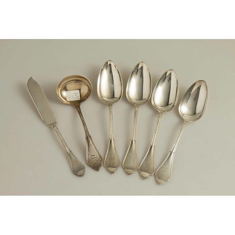 Appraisal: Reichel Silver Flatware Gothic Pattern Six pieces Reichel silver flatware