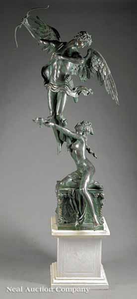 Appraisal: A Large Patinated Bronze Figural Group of Cupid and Psyche