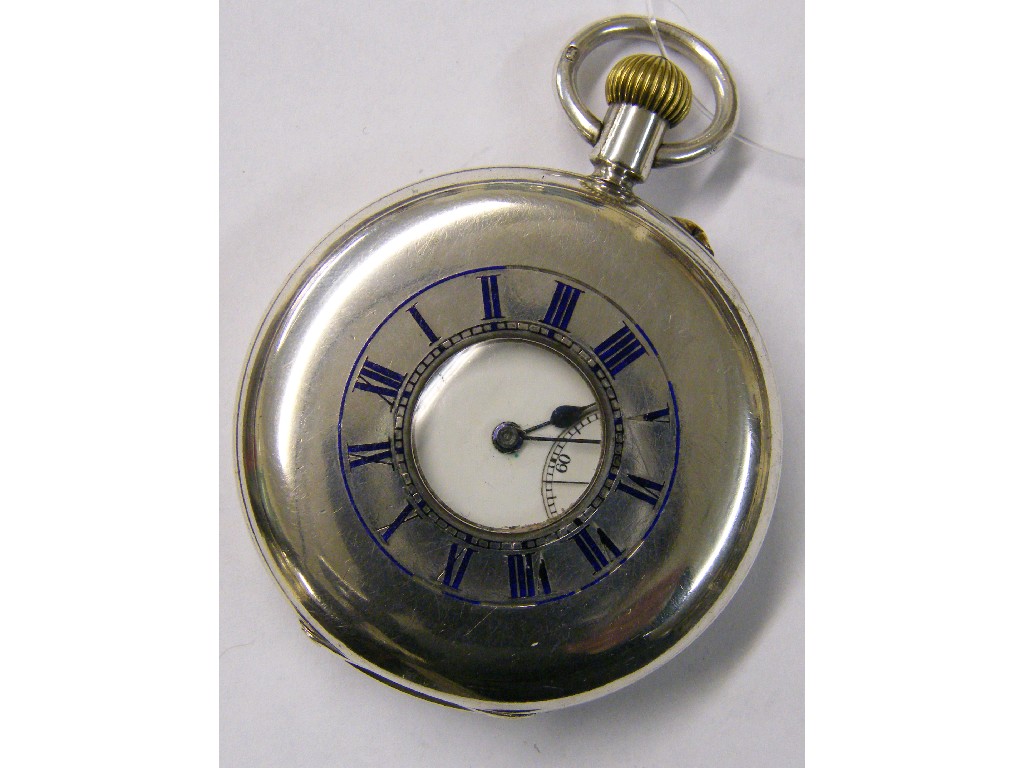 Appraisal: Silver lever half hunter pocket watch hallmarked Chester jewel three-quarter