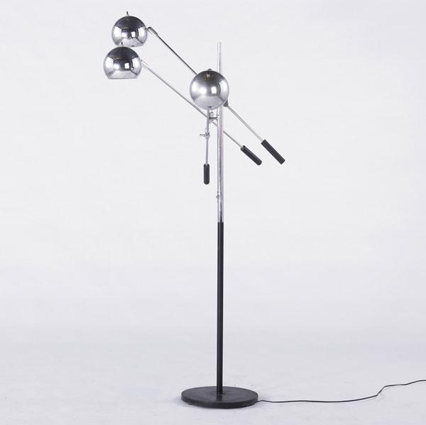 Appraisal: MODERN Three armed chrome floor lamp th C As shown