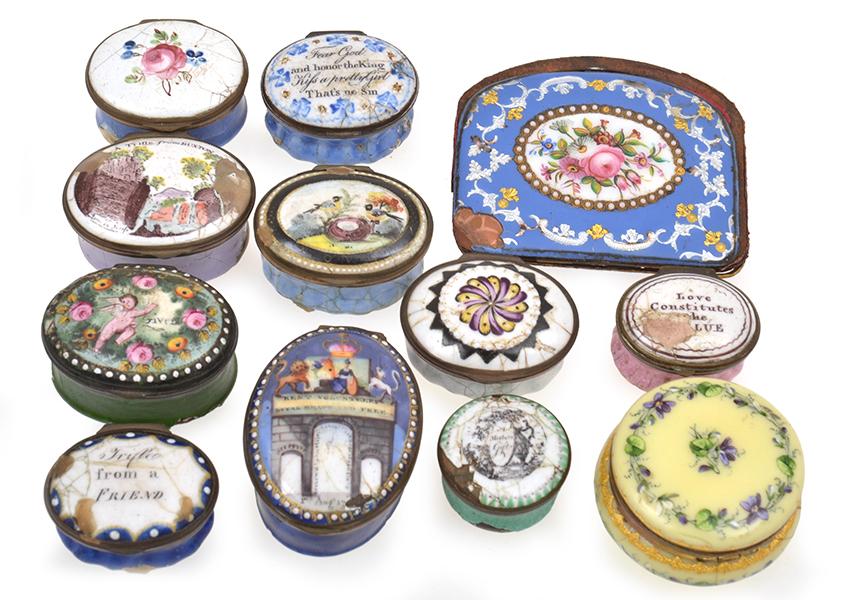 Appraisal: COLLECTION OF ASSORTED ENAMEL TRINKET BOXES ALL FAULTS