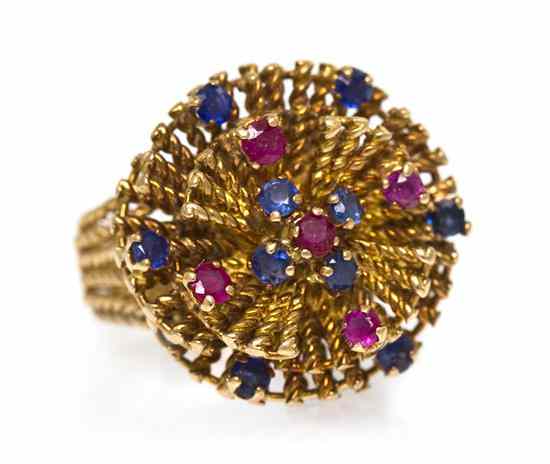 Appraisal: A Karat Yellow Gold and Sapphire Ring containing numerous round