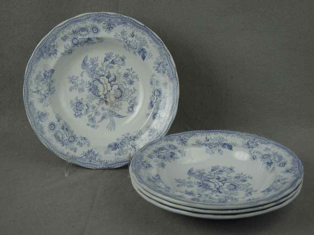 Appraisal: SOUP BOWLS - Set of Staffordshire ironstone powder blue 'Asiatic