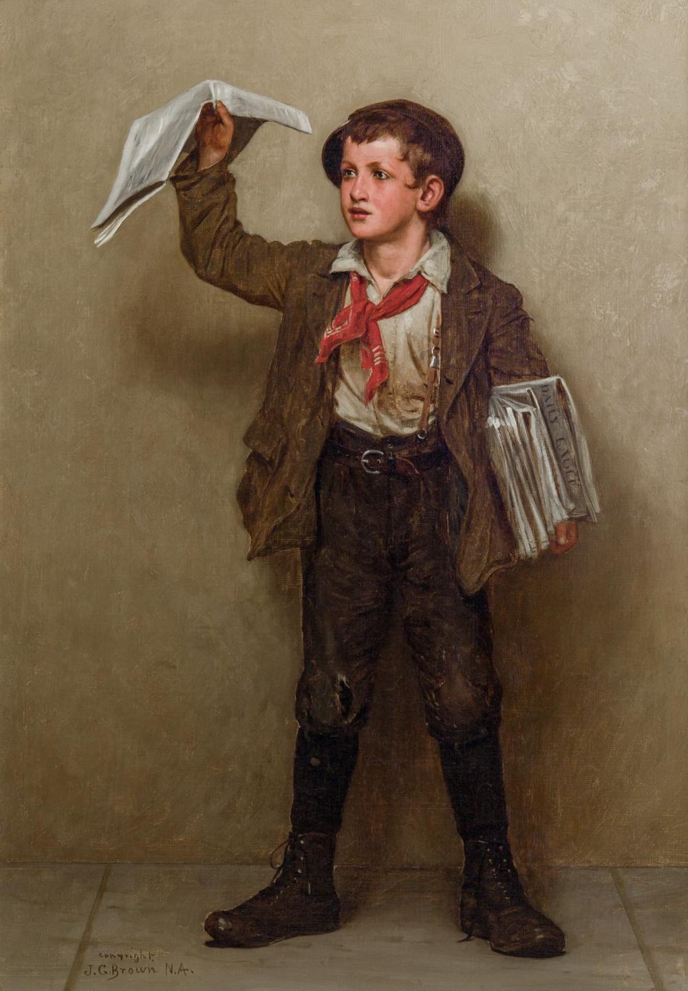 Appraisal: JOHN GEORGE BROWN American - Read All About It oil