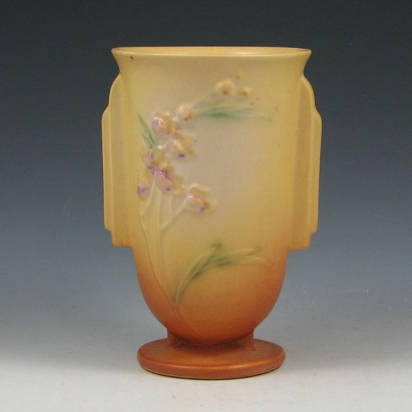 Appraisal: Roseville Ixia vase in yellow and light brown with purple