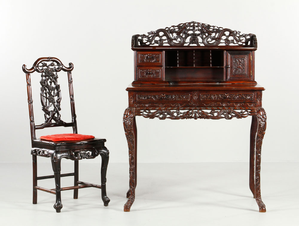 Appraisal: - th th C Chinese Writing Desk and Chair Late