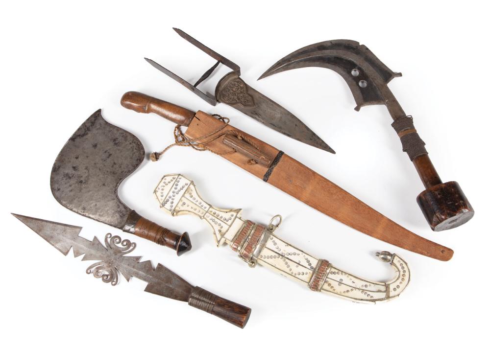 Appraisal: Six Continental and Asian Edged Weapons various types one with