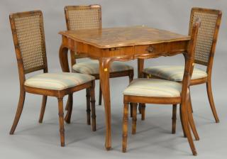 Appraisal: Burlwood five piece games table and chairs ht in top