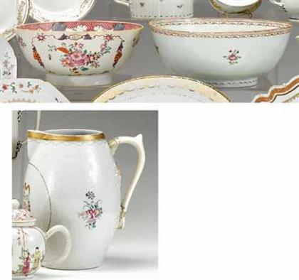 Appraisal: Chinese export porcelain pitcher and two punch bowls late th