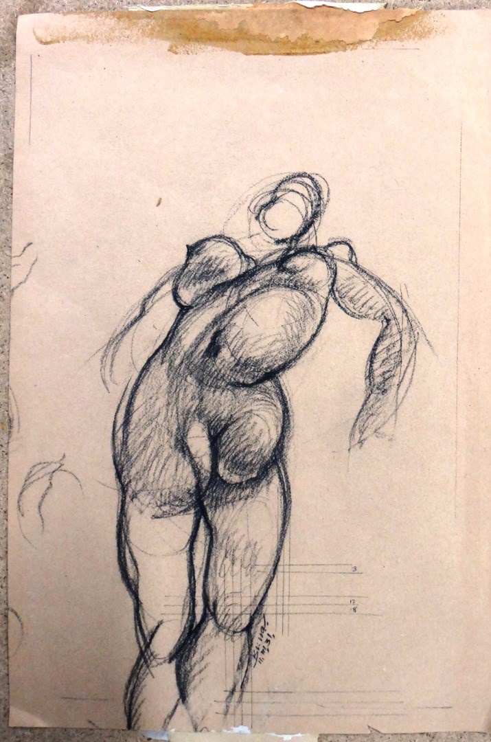 Appraisal: Edward Burra - Figure study charcoal signed and dated II