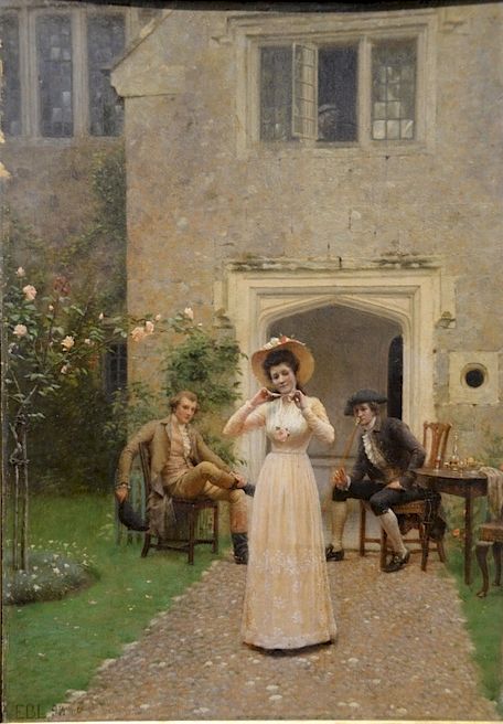 Appraisal: Edmund Blair Leighton - oil on cribbed panel Two Strings