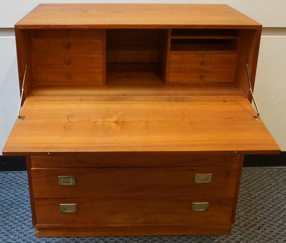 Appraisal: CONTEMPORARY TEAK CAMPAIGN STYLE CHEST DESK X X IN X