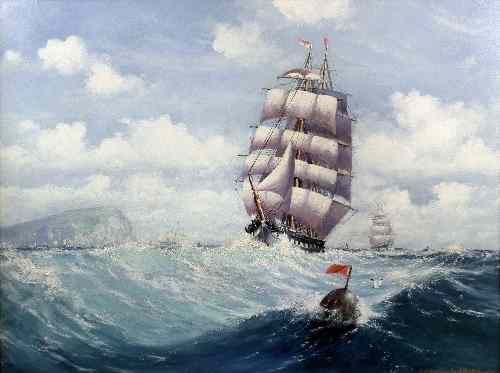 Appraisal: Michael Matthews born - Oil painting - Ship in full