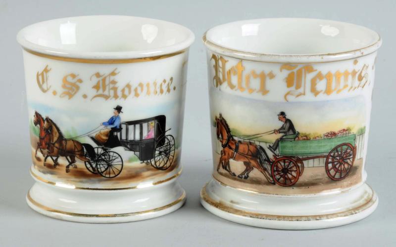 Appraisal: Lot Of Shaving Mugs - Horse Drawn Wagons Lot includes