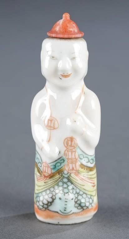 Appraisal: Figural porcelain Chinese snuff bottle - Liu Hai A Chinese