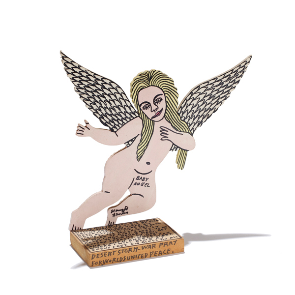 Appraisal: Howard Finster - Baby Angel Desert Storm cutout cherub figuremixed