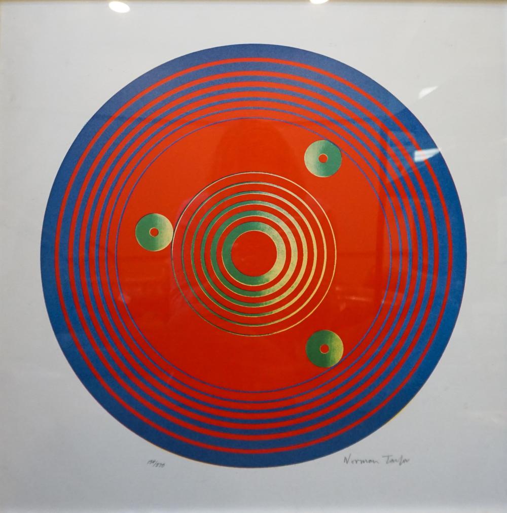 Appraisal: AMERICAN TH CENTURY SCHOOL ABSTRACT CIRCLES OFFSET COLOR LITHOGRAPH SIGNED