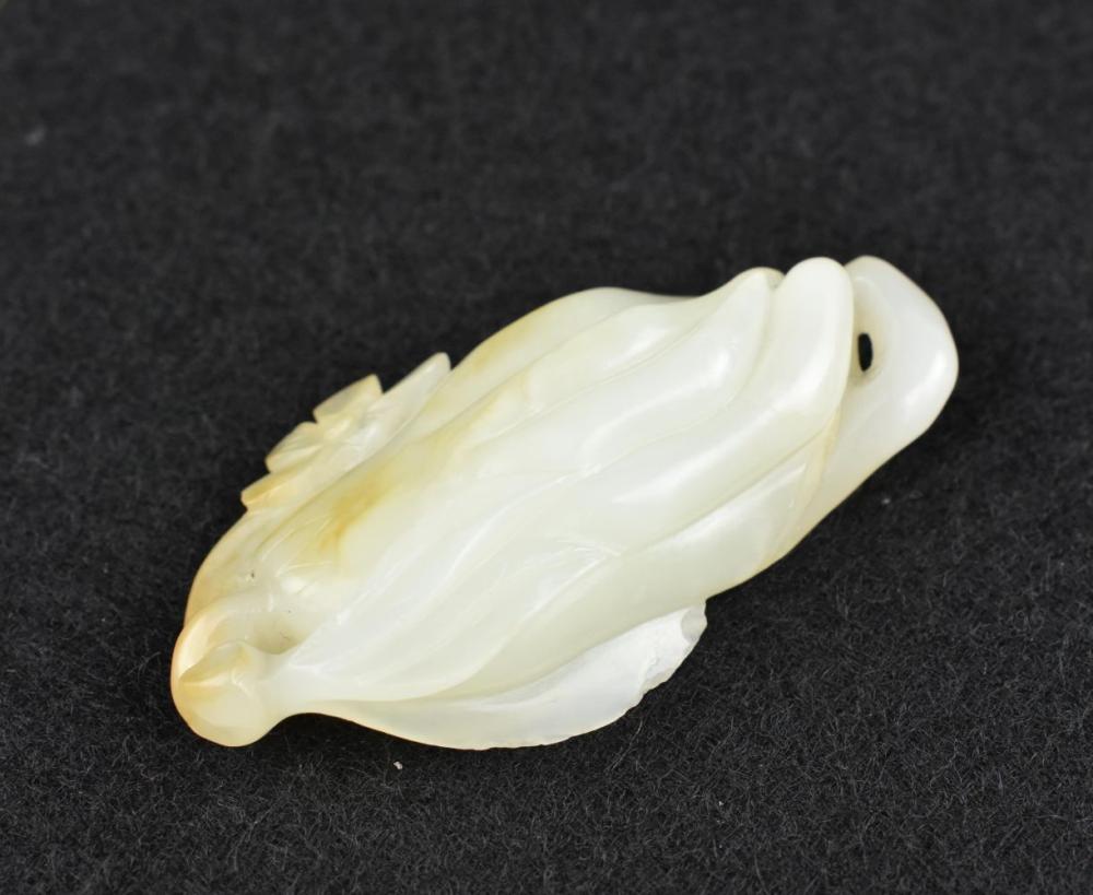 Appraisal: CHINESE WHITE JADE BUDDAH HAND STUDYThe transparent white jade with