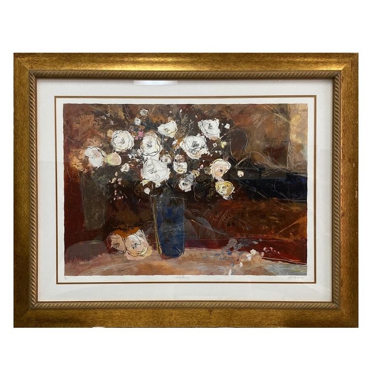 Appraisal: Unknown Artist White Flowers Unknown Artist White Flowers Signed Illegibly