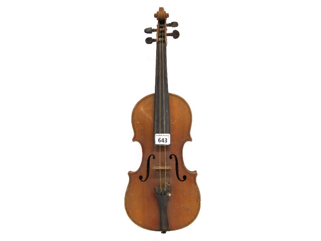 Appraisal: Early th century German Stradivari copy half-size violin cm