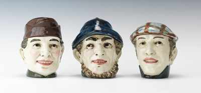 Appraisal: Three Majolica Character Head Tobacco Humidors By the same manufacturer