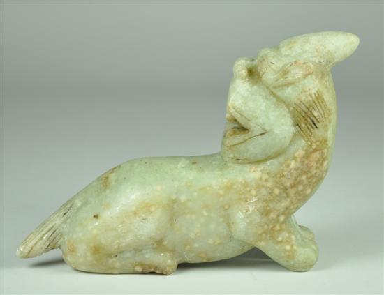 Appraisal: Green Soapstone Lion Figure Circa 's Pale green Chinese stone