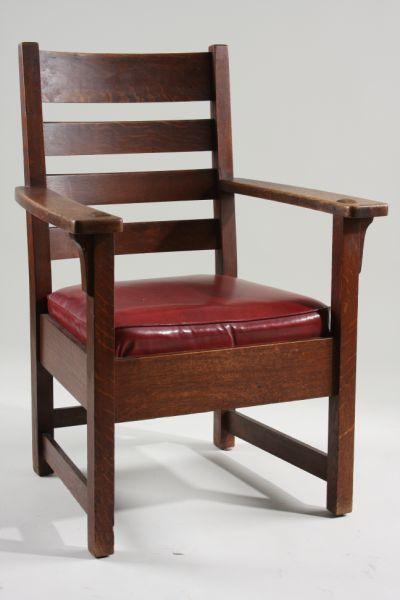 Appraisal: Limbert Oak Arm Chair burned label under right arm four