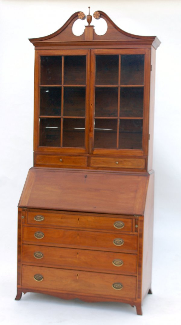 Appraisal: Sheraton secretary desk Base with four graduated drawers drop front