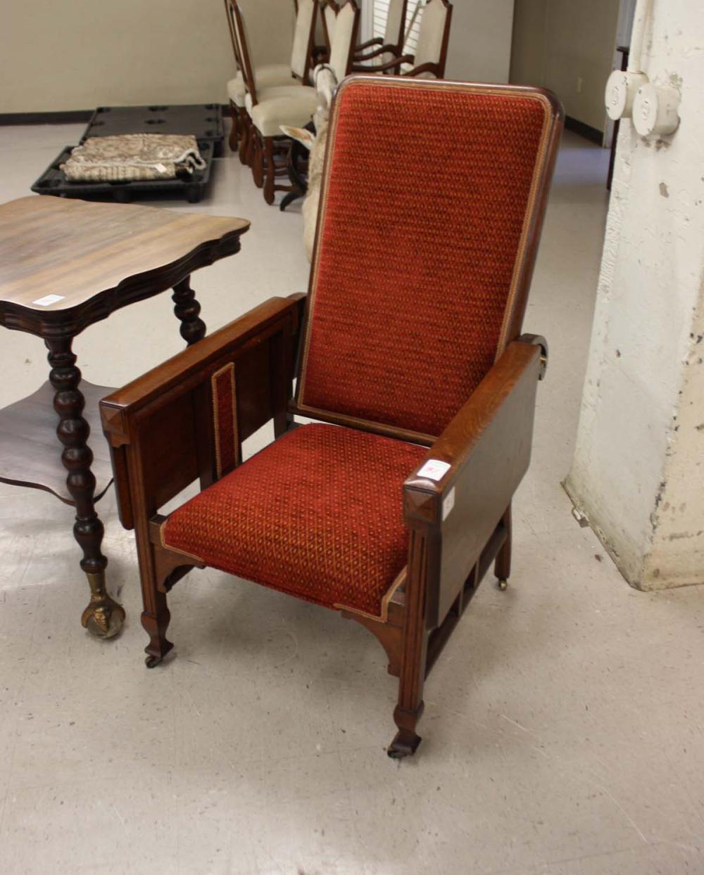 Appraisal: AN UNUSUAL DROP-ARM MORRIS CHAIR American patent dated having an