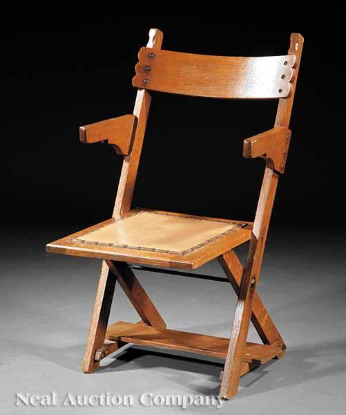 Appraisal: An American Arts and Crafts Oak Folding Chair late th