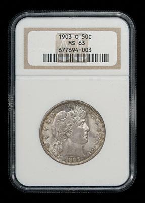 Appraisal: Choice BU -O Barber half dollar NGC slabbed and graded