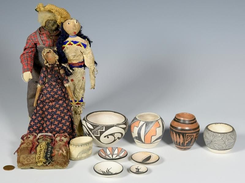 Appraisal: Group of Miniature SW Acoma Pottery and Dolls Group of