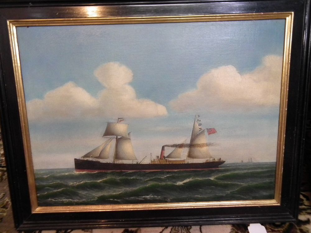 Appraisal: ANTIQUE STEAM SHIP PAINTING th century portrait of a British