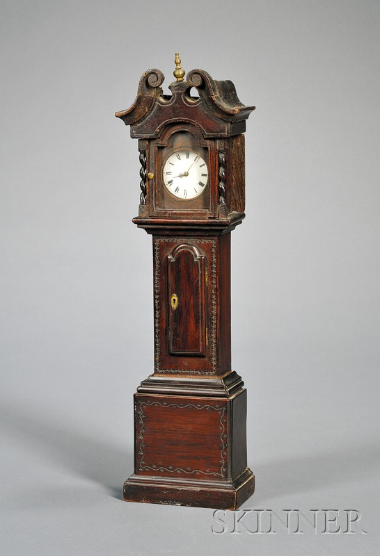 Appraisal: Mahogany Tall Clock Watch Hutch America th century with brass