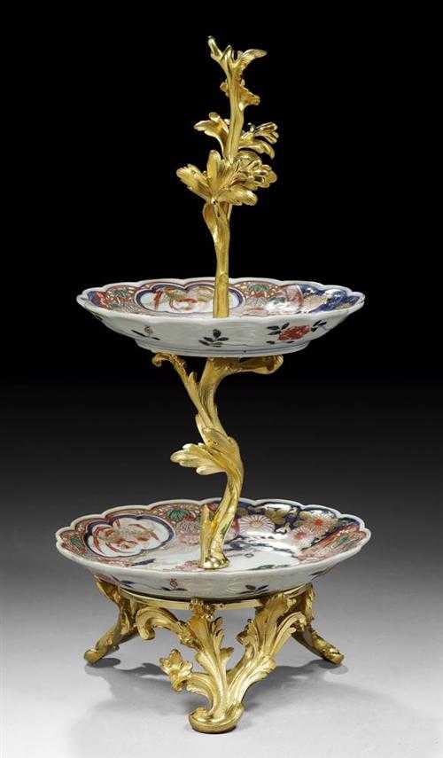 Appraisal: TABLE ETAGERE late Louis XV the porcelain Japan the bronzes