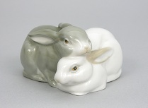 Appraisal: Lladro Grupo de Conejitos Porcelain Figurine Rabbit Couple glazed sculptor