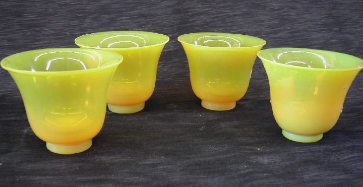 Appraisal: Rare Set of Four Ch'ien Lung Peking Glass Tea Bowls