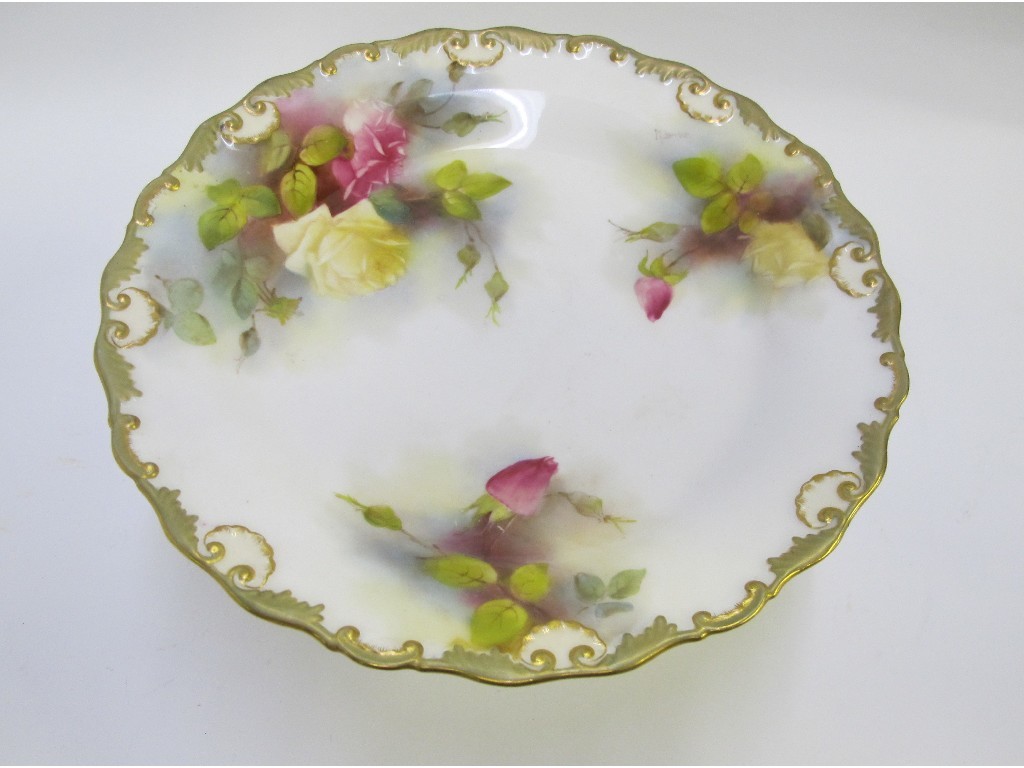 Appraisal: Royal Worcester tazza decorated with roses def