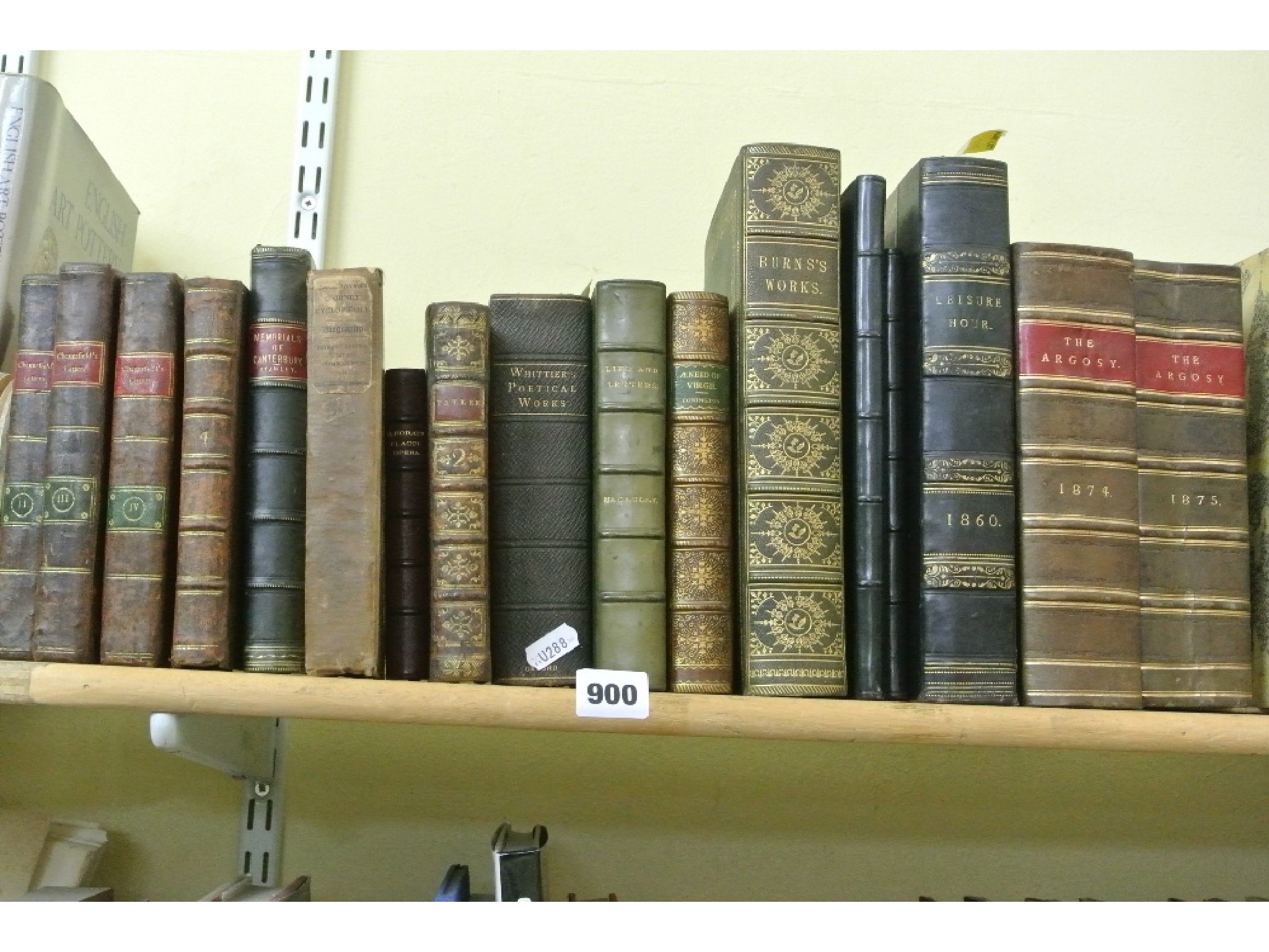 Appraisal: A miscellaneous collection of leather bound books including three volumes