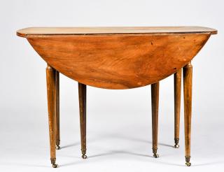 Appraisal: CHARLES X STYLE FRUITWOOD TABLE Hinged with D-shaped flaps raised