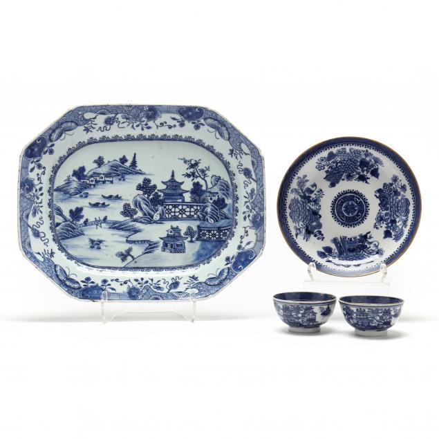 Appraisal: A GROUP OF CHINESE EXPORT BLUE AND WHITE PORCELAIN Circa