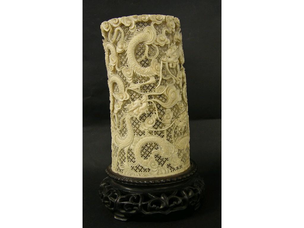 Appraisal: Fine late th early th century Oriental carved ivory tusk