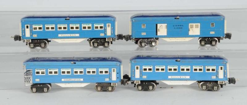 Appraisal: Lot of Lionel O-Gauge Blue Comet Cars Description Pre-war Includes