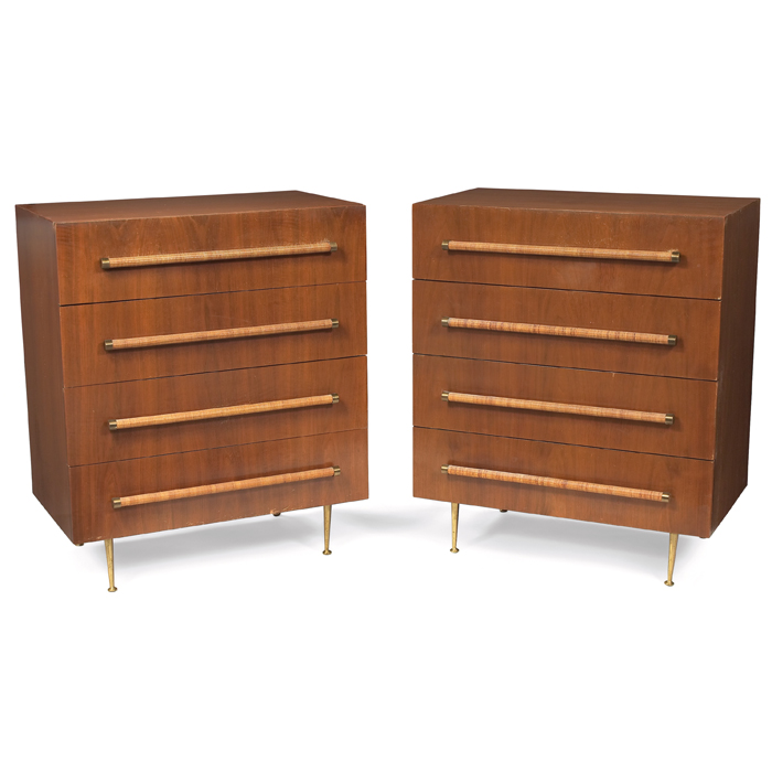 Appraisal: T H Robsjohn-Gibbings cabinets pair by Widdicomb mahogany three drawers