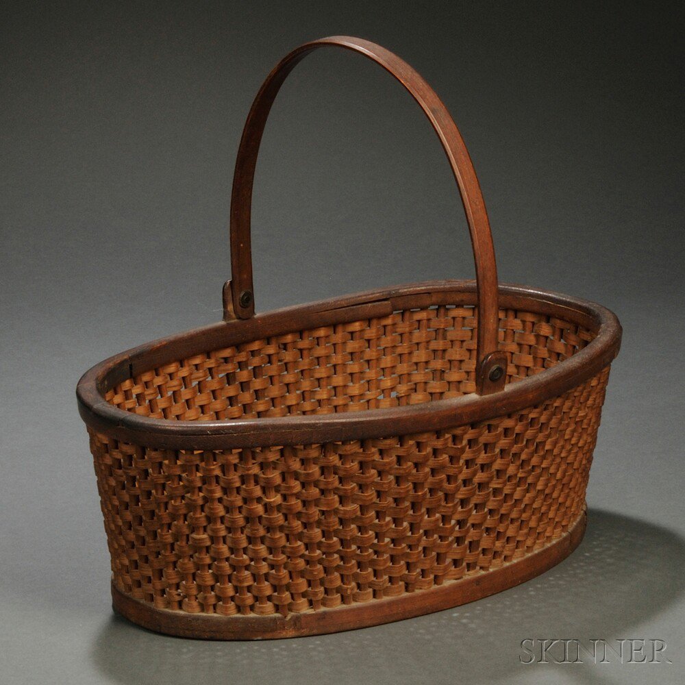 Appraisal: Oval Splint Basket Mid-Atlantic States origin mid- th century with