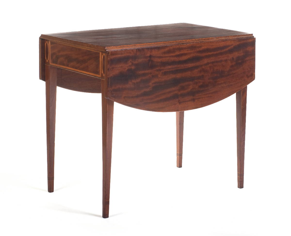 Appraisal: PHILADELPHIA HEPPLEWHITE INLAID MAHOGANY PEMBROKE TABLE Height inches top closed