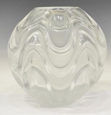 Appraisal: Lalique Vibration crystal vase globe form with frosted and clear