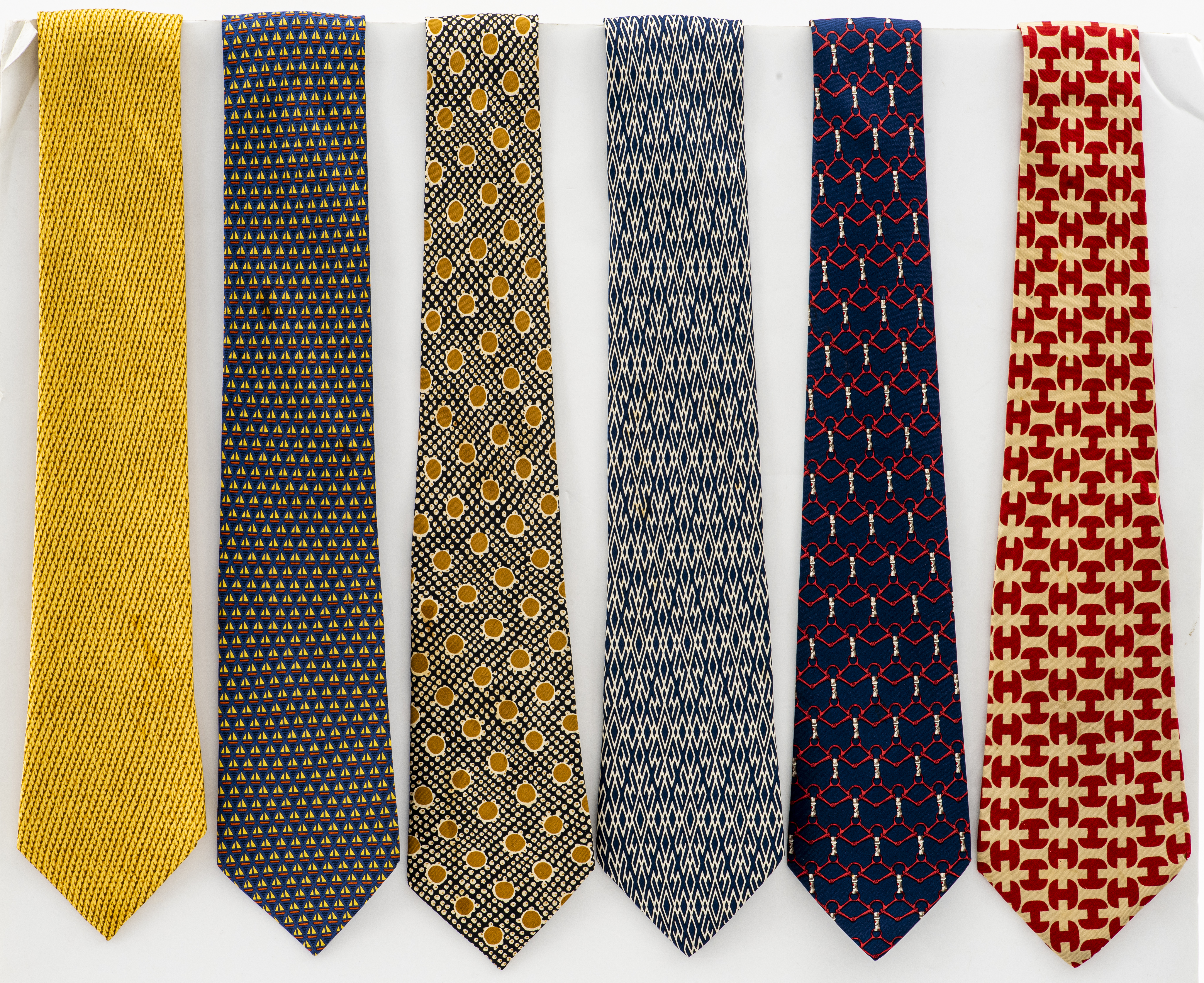 Appraisal: HERMES SILK TIES Six Hermes Paris silk ties made in