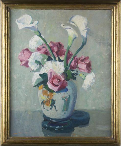 Appraisal: Jane Peterson NY - Calas Roses oil on canvas signed